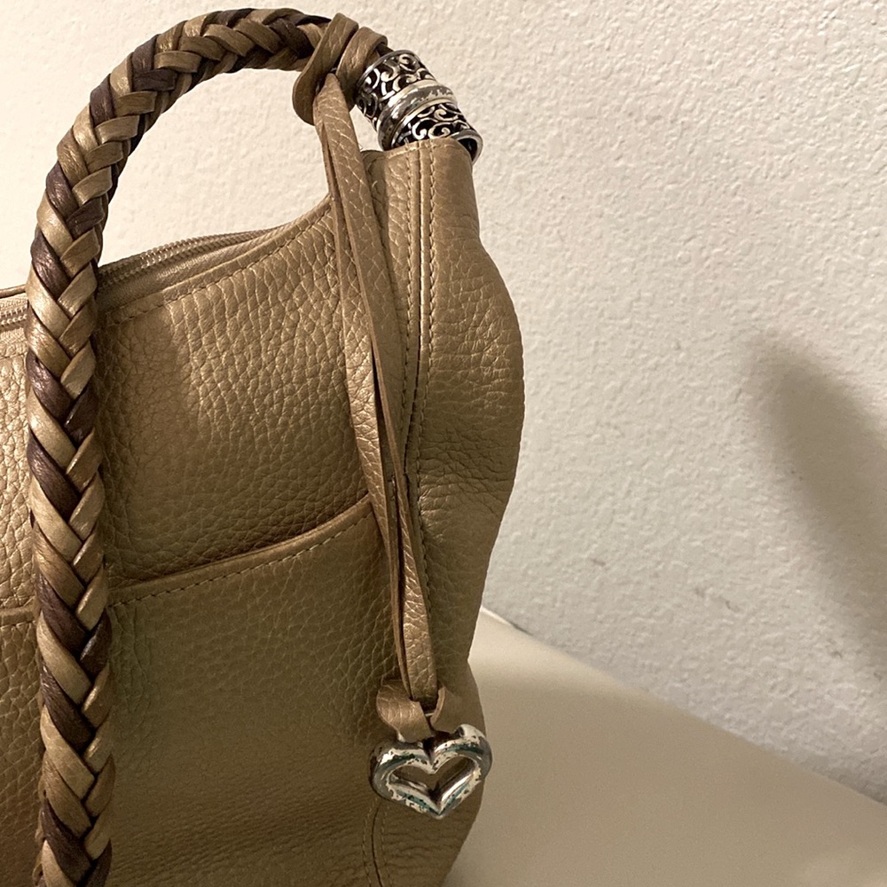 Brighton Gold/Tan Braided Handle Genuine Leather Bag - Picture 3 of 13